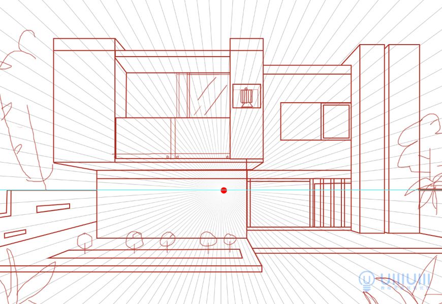 AI教程！噪点质感温馨建筑场景插画